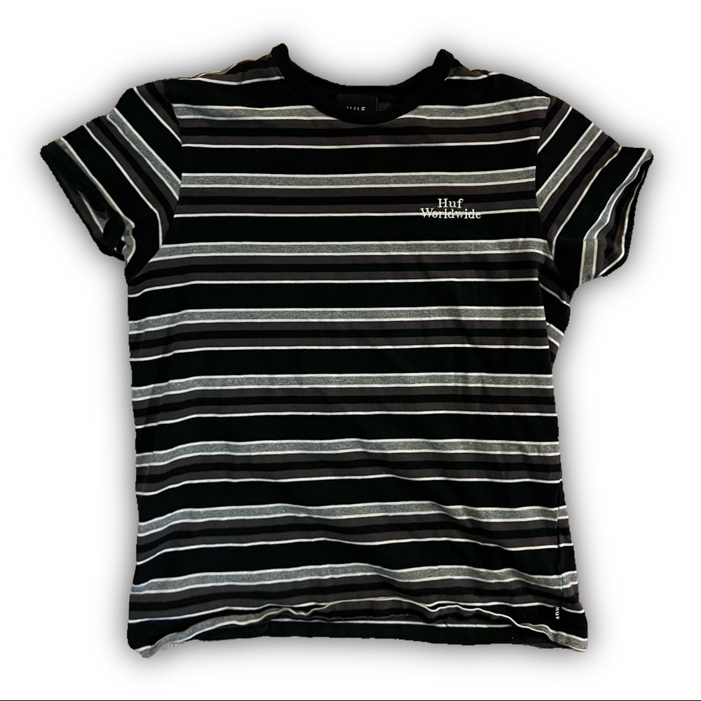 HUF Worldwide T-shirt in Grey, Black and White